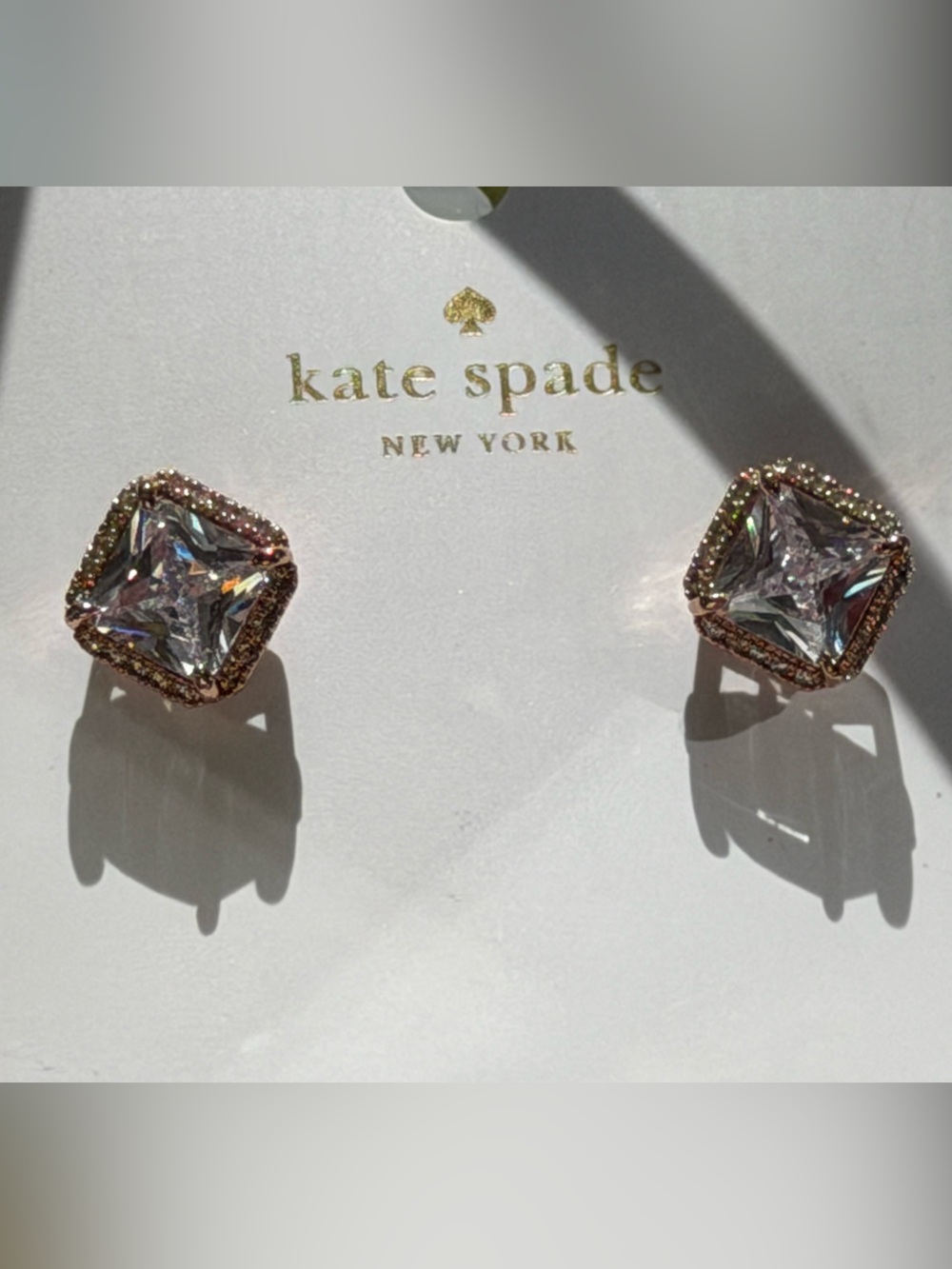 kate spade Rose Gold Pink Crystal Stud Earrings
